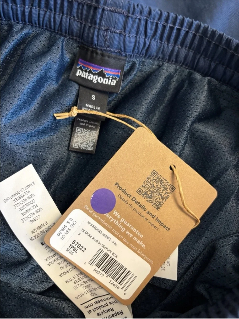 NWT Patagonia Men's Baggies Shorts Tidepool Blue Size Small S 4.5